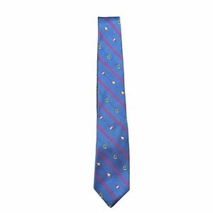 J.crew 100% Silk Blue Sailboat Flag Tie